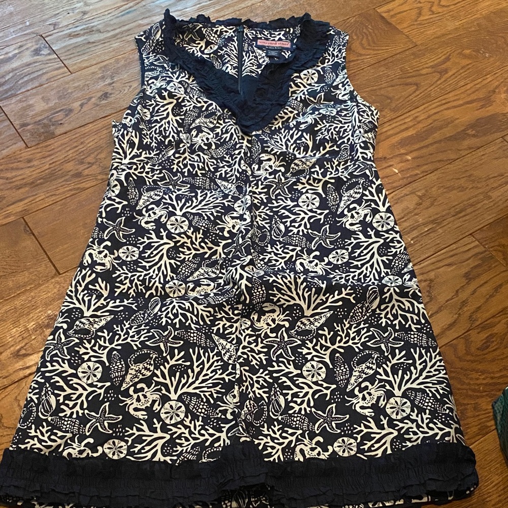 Vineyard Vines Navy & White Coral-Print Midi Dress